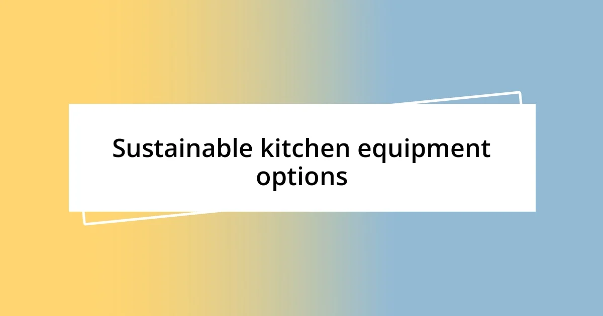 Sustainable kitchen equipment options